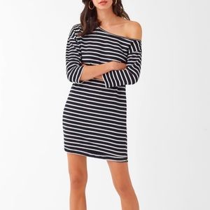Splendid Neptune Striped 3/4 Sleeve Off-The-Shoulder dress NWT Sz Small